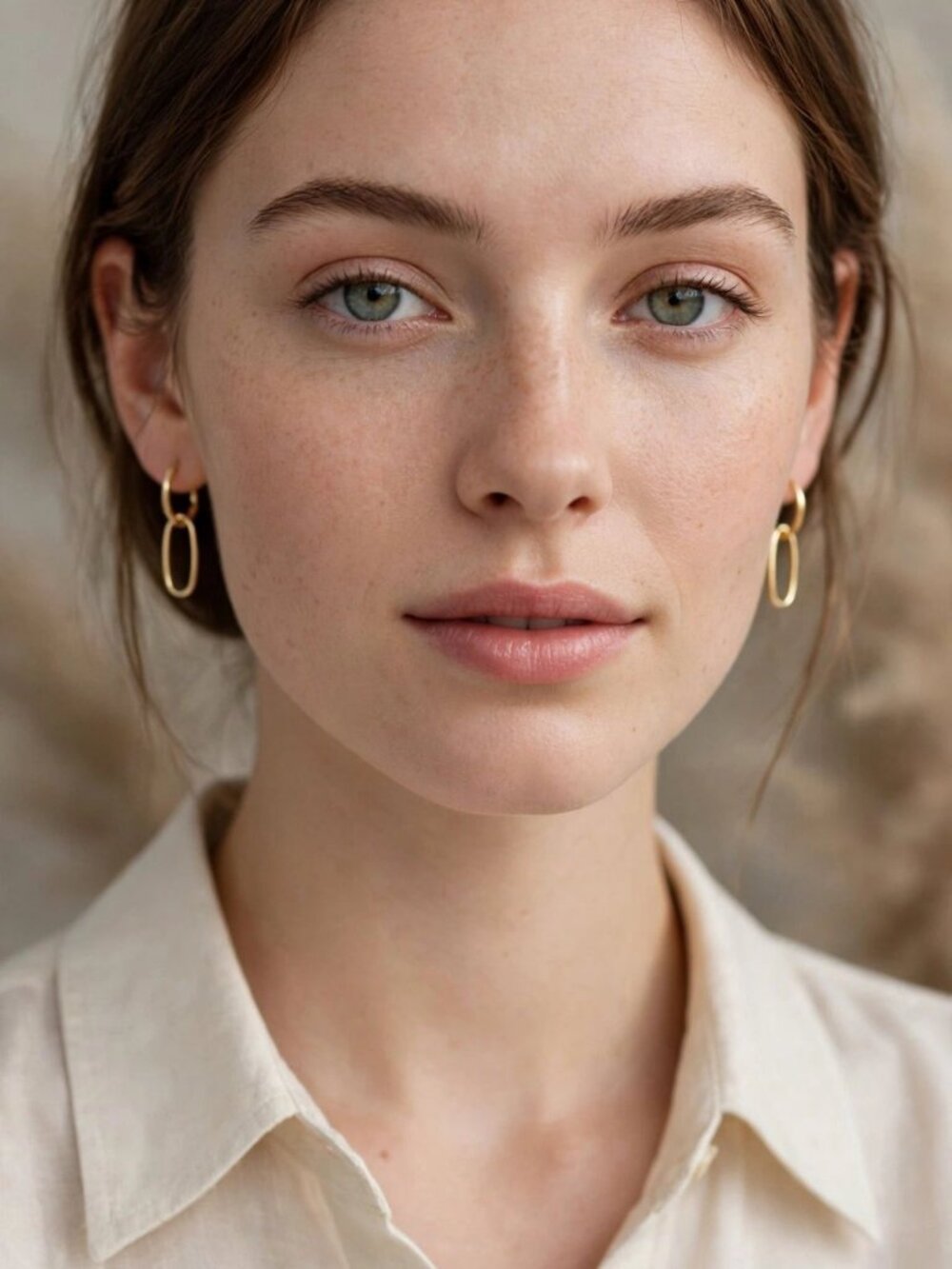 Gold Oval Drop Earrings